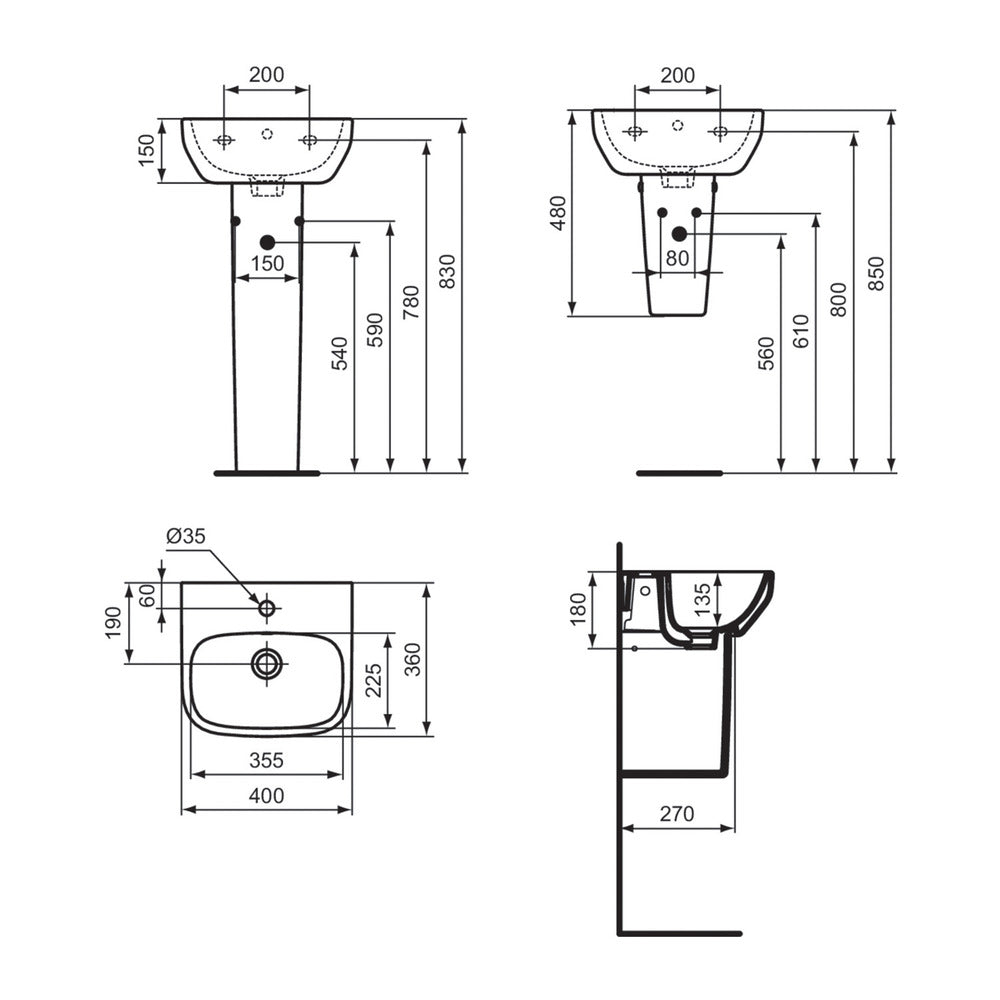Семипедестал за мивка Ideal Standard i.life A бял гланц