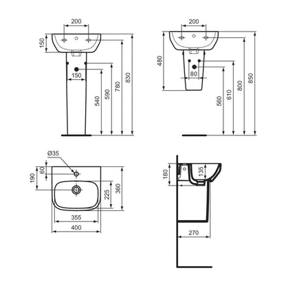 Семипедестал за мивка Ideal Standard i.life A бял гланц