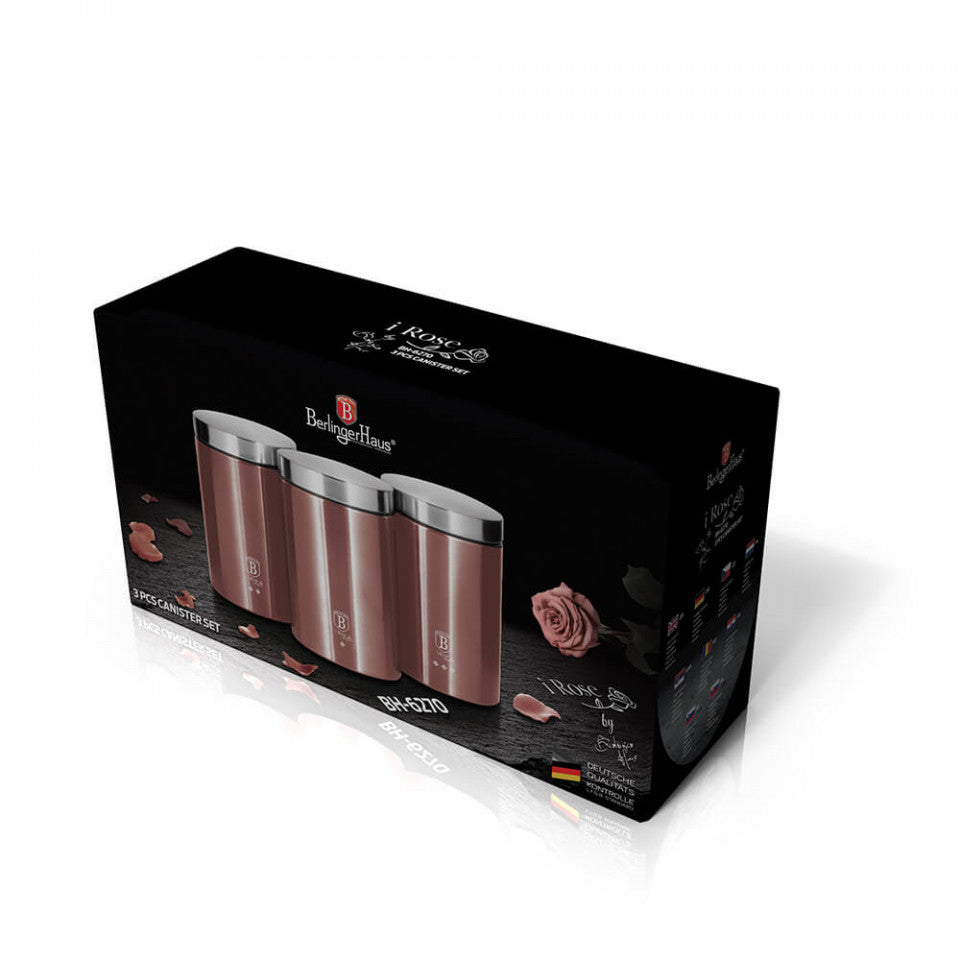 Комплект от 3 контейнера за кафе, чай и захар I-Rose Line Collection Berlinger Haus BH 6270