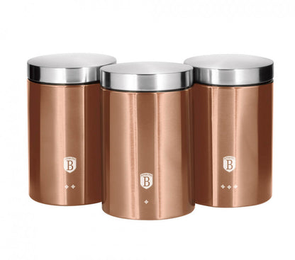 Комплект 3 контейнера за кафе, чай и захар Rose Gold Metallic Line BerlingerHaus BH 6720