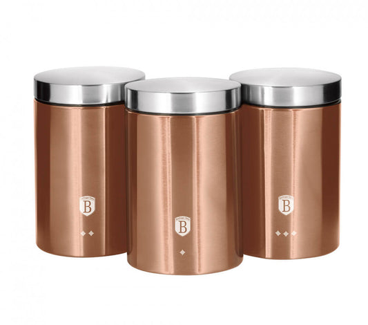 Комплект 3 контейнера за кафе, чай и захар Rose Gold Metallic Line BerlingerHaus BH 6720