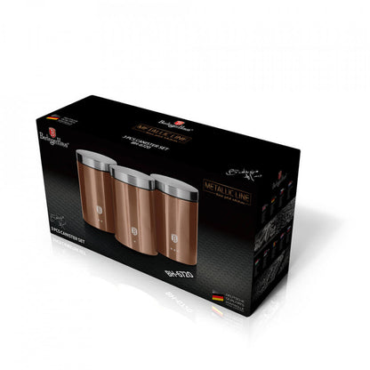 Комплект 3 контейнера за кафе, чай и захар Rose Gold Metallic Line BerlingerHaus BH 6720