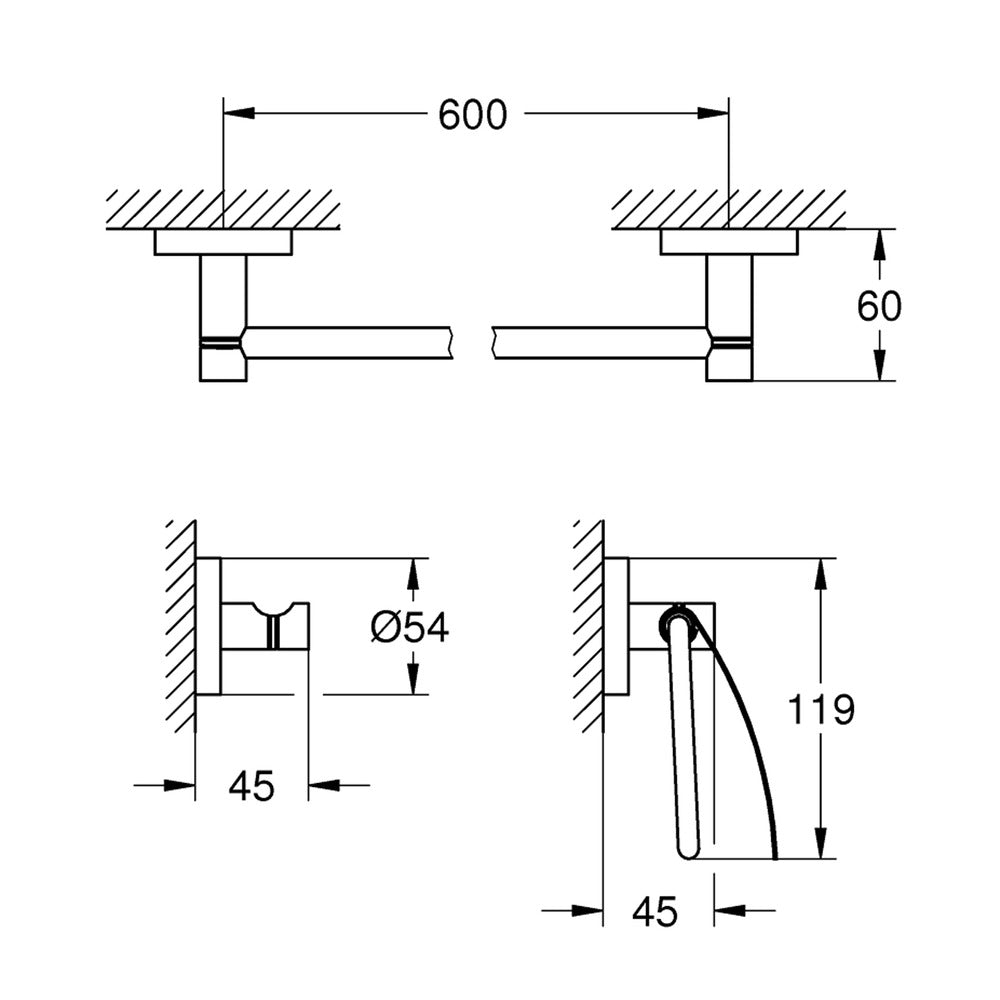 Комплект аксесоари Grohe Essentials 3 в 1 хром мат Supersteel
