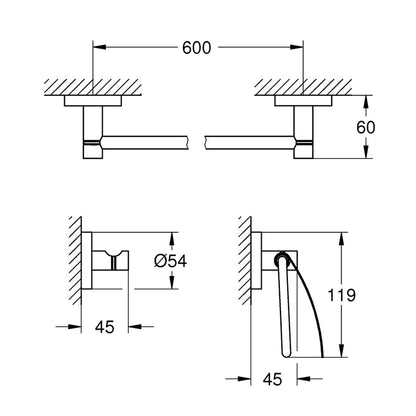 Комплект аксесоари Grohe Essentials 3 в 1 хром мат Supersteel