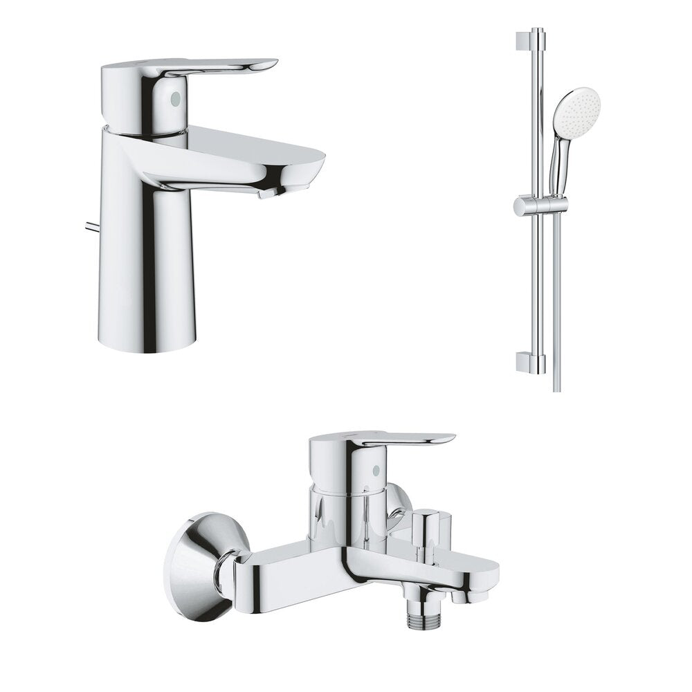 Комплект смесители за мивка и вана Grohe BauEdge и душ с бар Tempesta хром