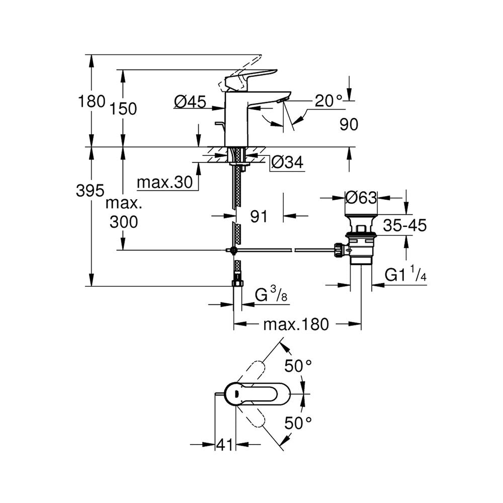 Комплект смесители за мивка и вана Grohe BauEdge и душ с бар Tempesta хром