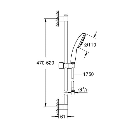 Комплект смесители за мивка и вана Grohe BauEdge и душ с бар Tempesta хром