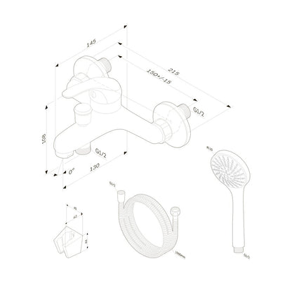 Комплект смесители за мивка и вана AM.PM Play с душ комплект