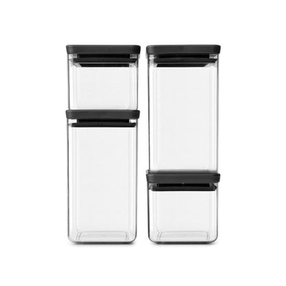 Комплект буркани Brabantia Tasty+ 4 бр (2x0.7L и 2x1.6L), Капак Тъмен Сив 1001174