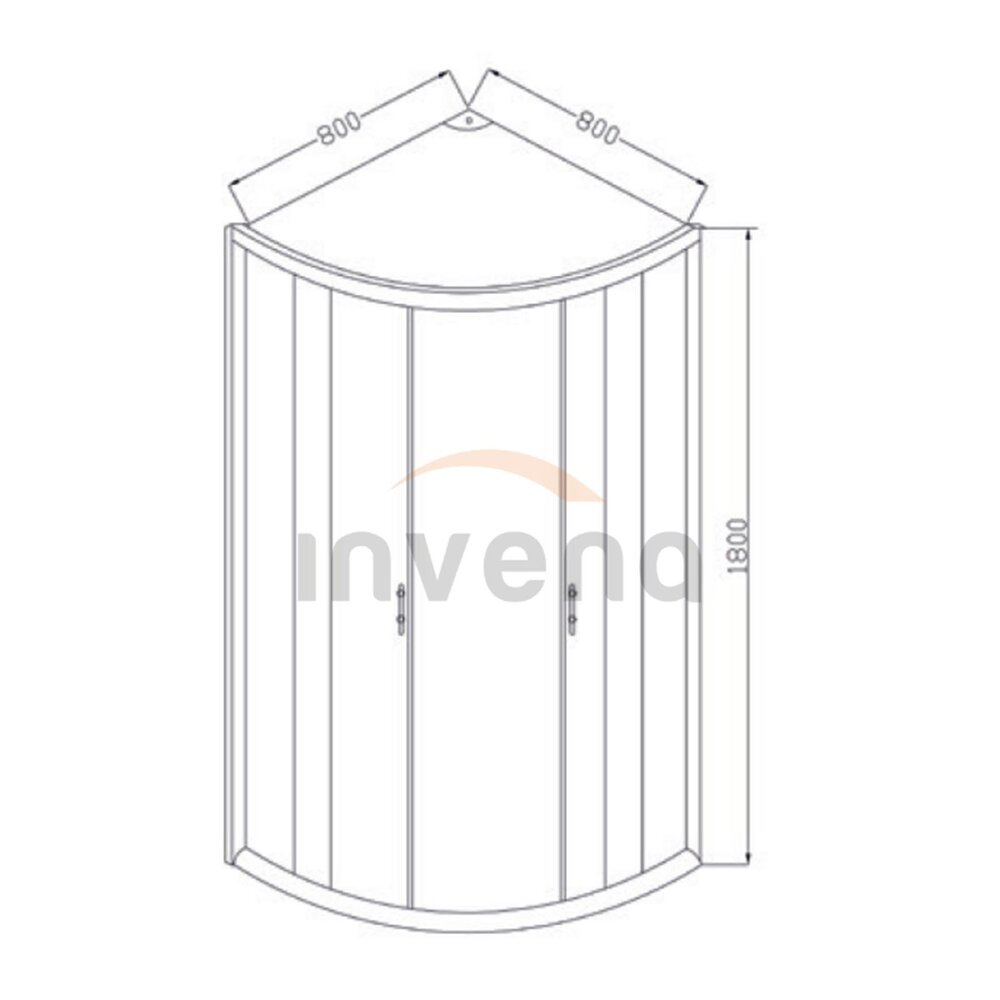 Invena Vitoria Semi-Round Shower Cabin with Sliding Doors 80x80 Chrome Graphite Glass