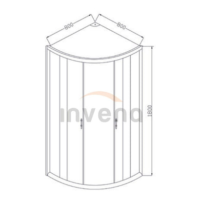 Invena Vitoria Semi-Round Shower Cabin with Sliding Doors 80x80 Chrome Graphite Glass