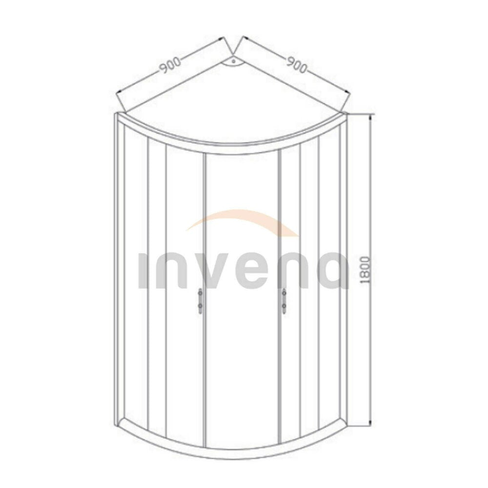 Invena Vitoria Semi-Round Shower Cabin with Sliding Doors 90x90 Chrome Frosted Glass