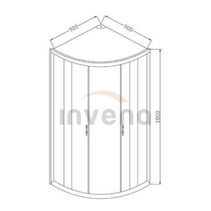 Invena Vitoria Semi-Round Shower Cabin with Sliding Doors 90x90 Chrome Frosted Glass