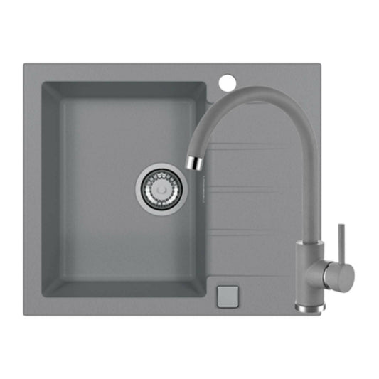 Alveus Cadit 10 Kitchen Sink Set Gray 59x50 cm and Kati Single-Handle Faucet