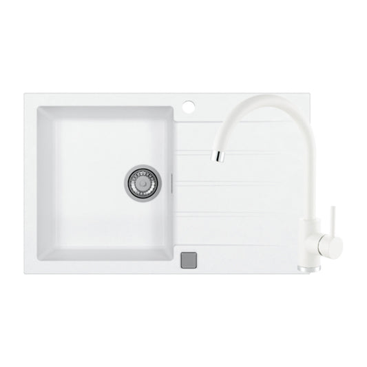 Alveus Cadit 20 Kitchen Sink Set White 79x50 cm and Kati Single-Handle Faucet