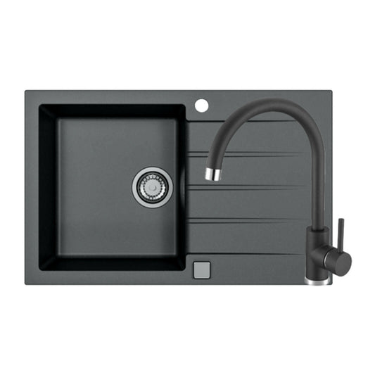 Alveus Cadit 20 Kitchen Sink Set Black 79x50 cm and Kati Single-Handle Faucet