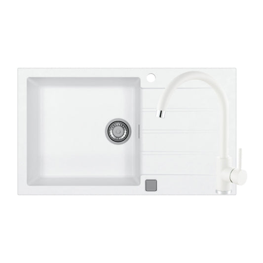 Alveus Cadit 40 Kitchen Sink Set White 86x50 cm and Kati Single-Handle Faucet