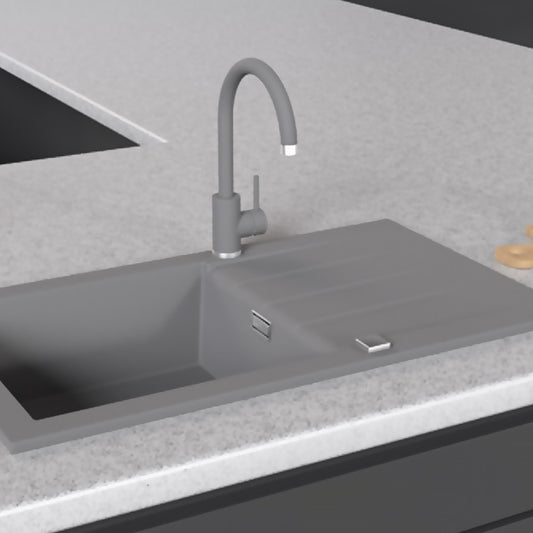 Alveus Cadit 40 Kitchen Sink Set Gray 86x50 cm and Kati Single-Handle Faucet