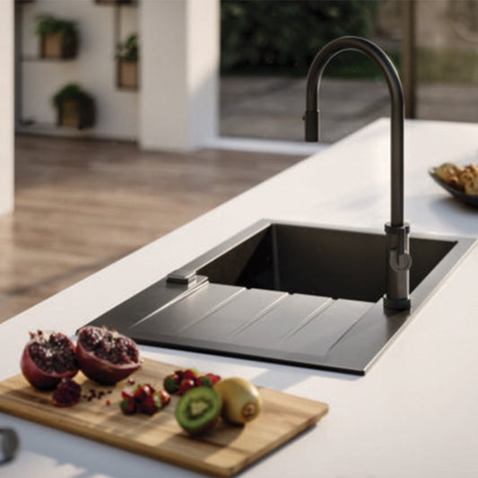 Alveus Cadit 40 Kitchen Sink Set Black 86x50 cm and Kati Single-Handle Faucet