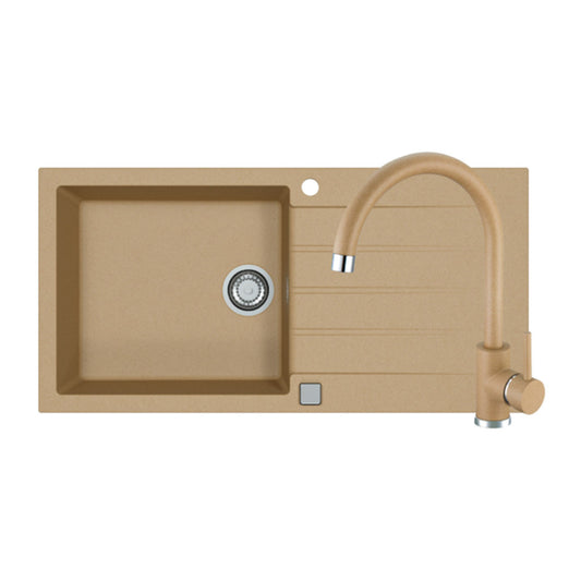 Alveus Cadit 50 Kitchen Sink Set Beige 100x50 cm and Kati Single-Handle Faucet