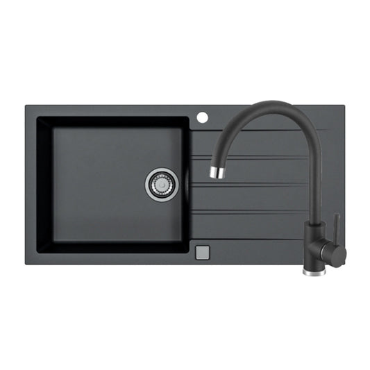 Alveus Cadit 50 Kitchen Sink Set Black 100x50 cm and Kati Single-Handle Faucet