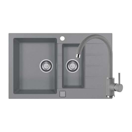 Alveus Cadit 70 Kitchen Sink Set Gray 79x50 cm and Kati Single-Handle Faucet