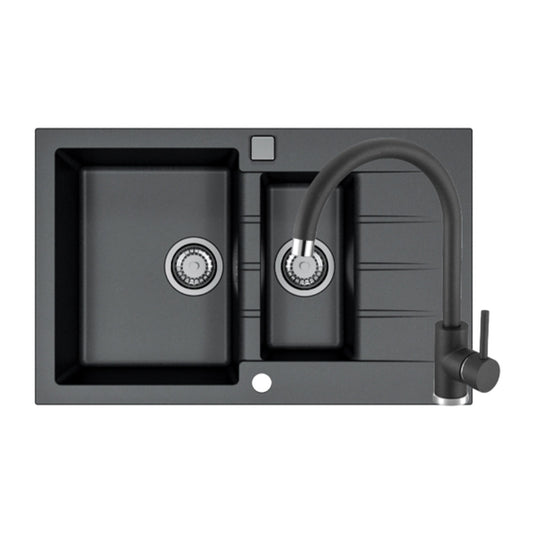 Alveus Cadit 70 Kitchen Sink Set Black 79x50 cm and Kati Single-Handle Faucet