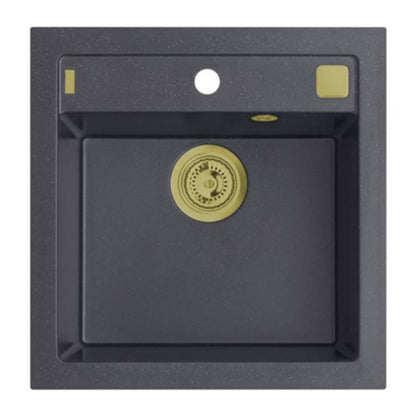 Alveus Formic 20 Black Kitchen Sink 52x51 cm and Laguna Monarch Gold Faucet Set