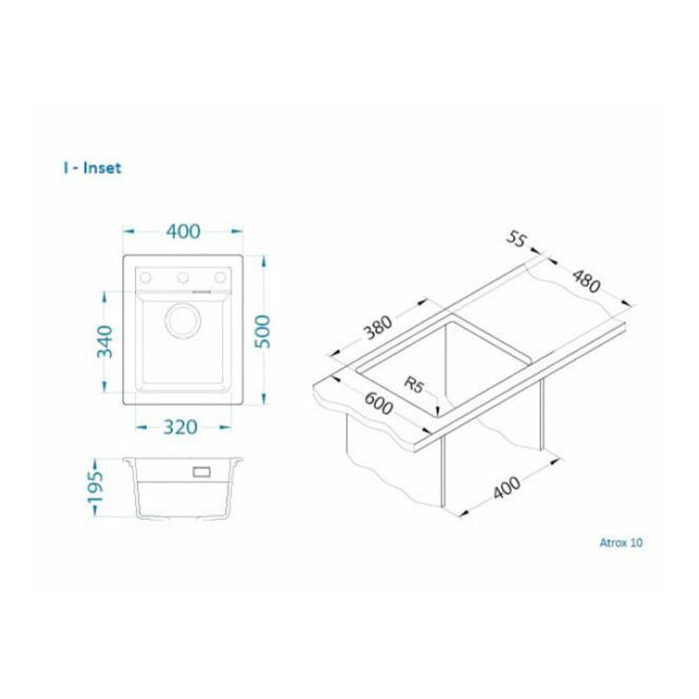 Комплект кухненска мивка композит Alveus Atrox 10 бял 40x50 см и батерия Kati