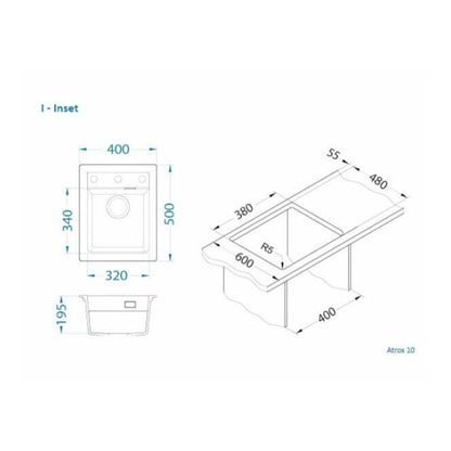 Комплект кухненска мивка композит Alveus Atrox 10 бял 40x50 см и батерия Kati