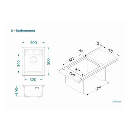 Комплект кухненска мивка композит Alveus Atrox 10 бял 40x50 см и батерия Kati