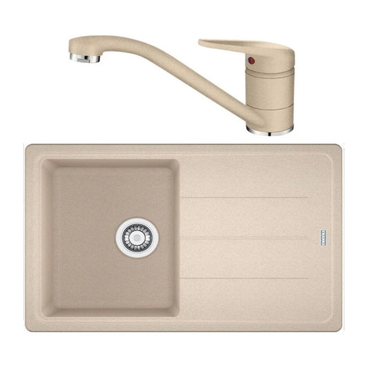 Комплект мивка за кухня композит Franke Basis Avena 1 с чучур 78x50 cm матово бежово с батерия Novara Plus