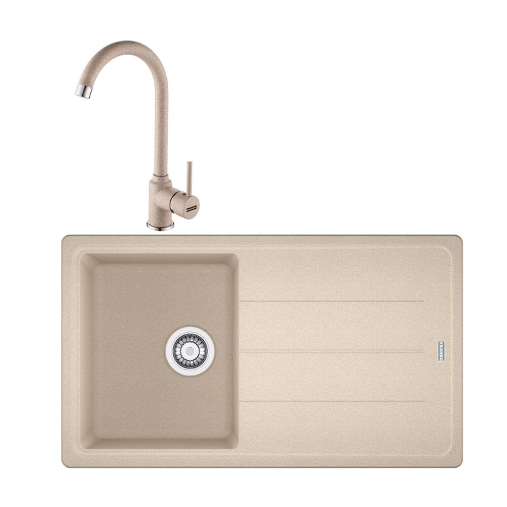 Комплект мивка за кухня композит Franke Basis Avena 1 с чучур 86x50 cm матово бежово с батерия Pola