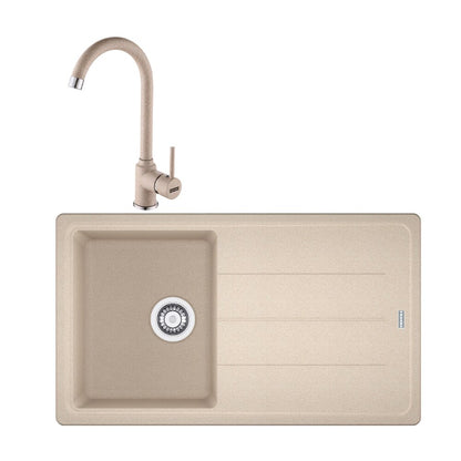 Комплект мивка за кухня композит Franke Basis Avena 1 с чучур 86x50 cm матово бежово с батерия Pola