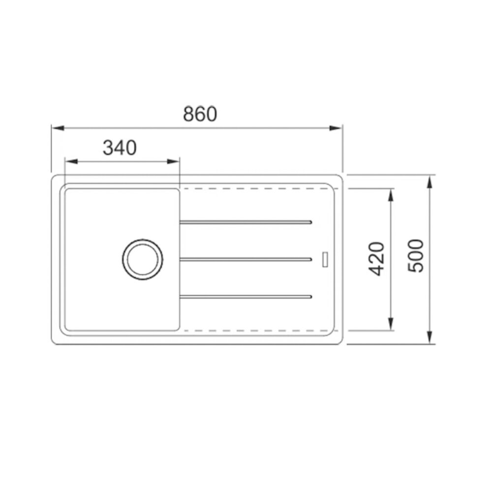 Комплект мивка за кухня композит Franke Basis Avena 1 с чучур 86x50 cm матово бежово с батерия Pola
