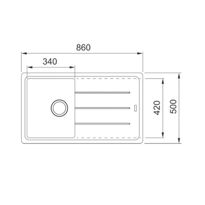 Комплект мивка за кухня композит Franke Basis Avena 1 с чучур 86x50 cm матово бежово с батерия Pola