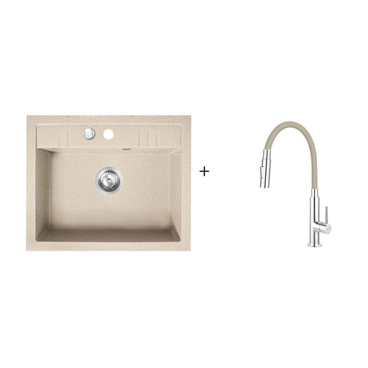 Ferro Beige Kitchen Sink Set with Zumba 2F Faucet