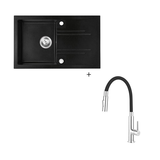 Ferro Graphite Reversible Kitchen Sink Set with Zumba 2F Faucet