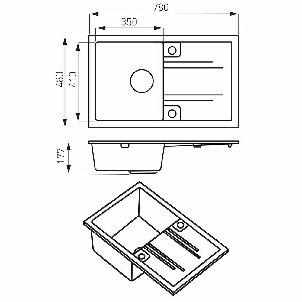 Ferro Reversible Gray Kitchen Sink Set with Zumba 2F Faucet