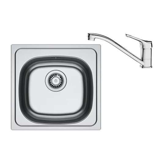 Комплект мивка за кухня инокс Franke Spark 45.5x43.5 cm с 1 корито, лъскаво покритие и хромирана батерия