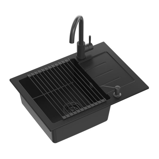 Quadron Pop Johnny 116 Kitchen Sink and Kate Faucet Carbon Black 60x44 cm