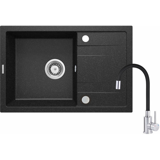 Deante Corio Kitchen Sink Set with Faucet Graphite-Chrome Finish 67x44cm