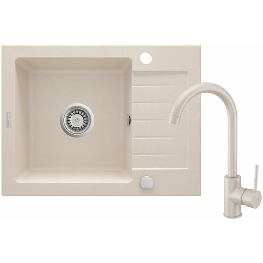Kitchen sink and faucet set Deante Zorba beige finish 58x44cm