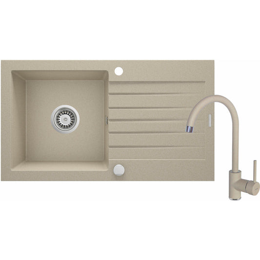 Kitchen sink and faucet set Deante Zorba brushed beige finish 76x44cm