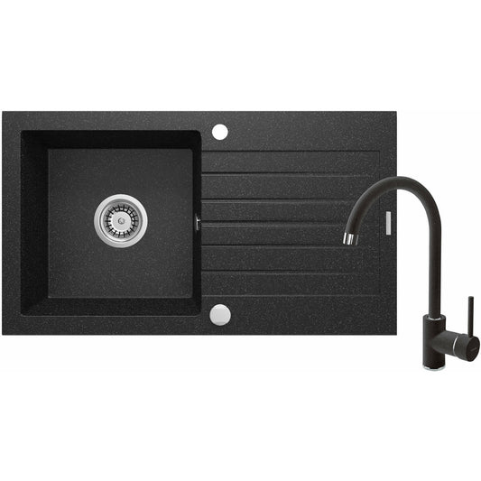 Kitchen sink and faucet set Deante Zorba graphite black finish 76x44cm