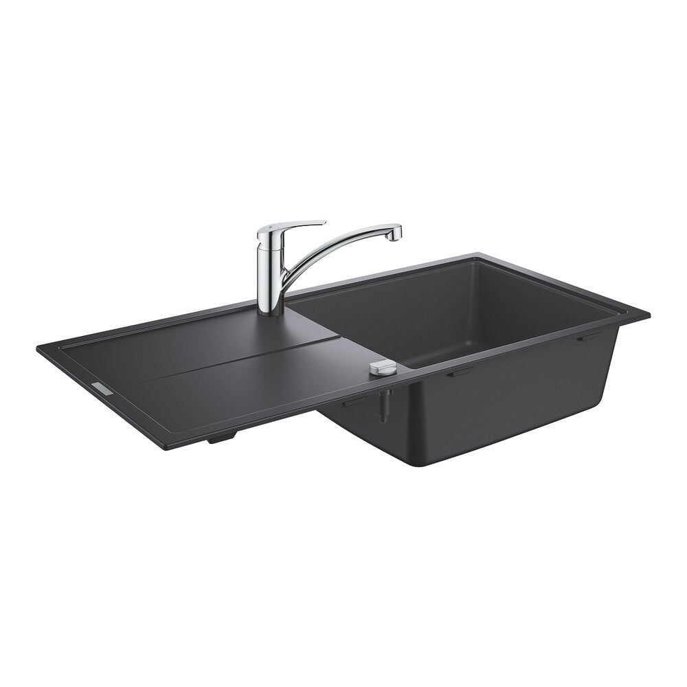 Grohe K400 Composite Sink 60 cm Black and Via Faucet Set