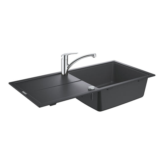 Grohe K400 Composite Sink 60 cm Black and Via Faucet Set