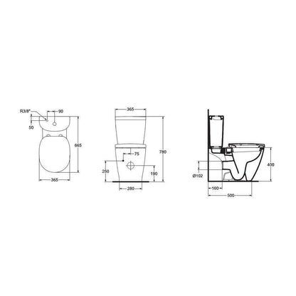 Комплект подов тоалетно биде с резервоар и капак Ideal Standard Connect