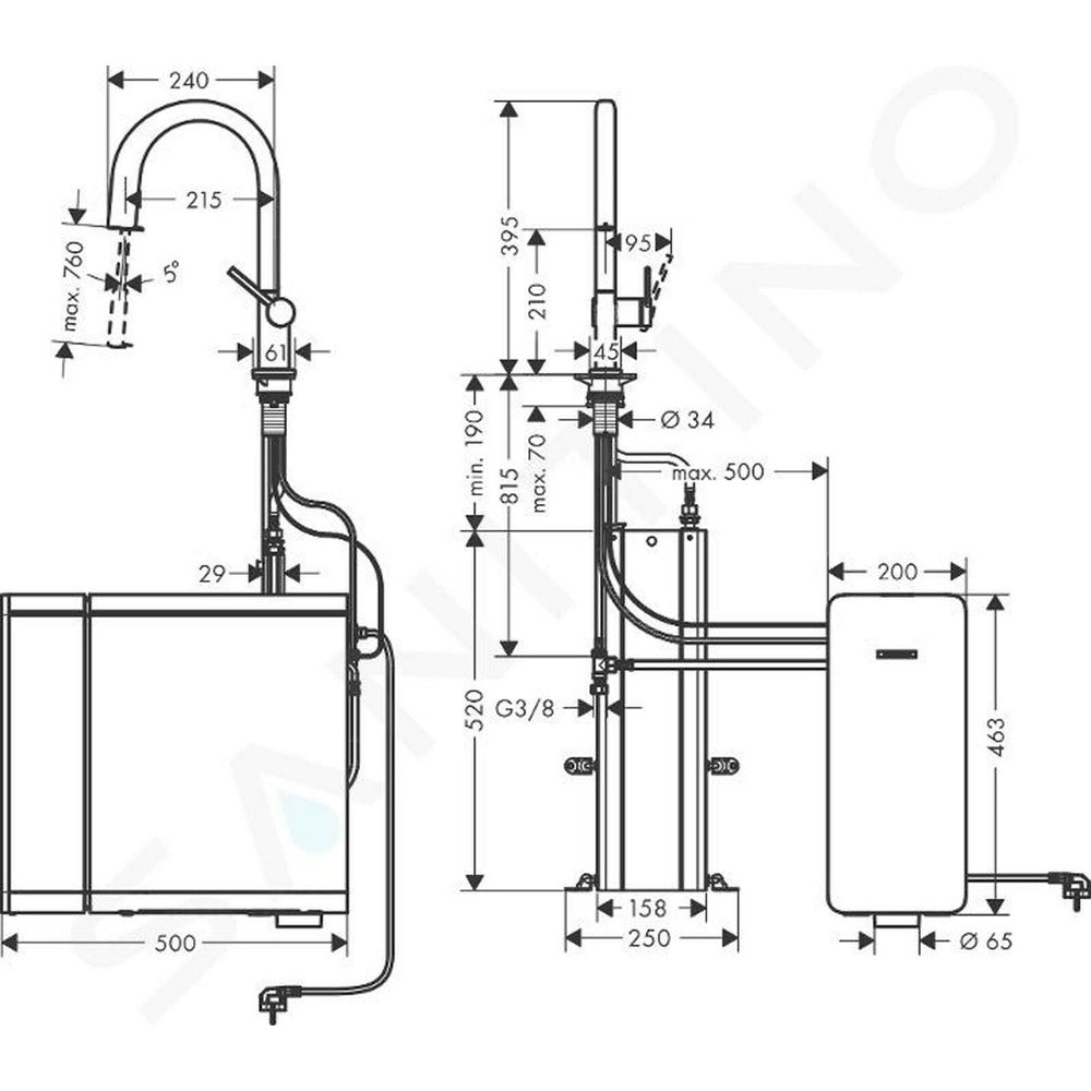 Комплект хромирани елементи Hansgrohe Aquittura Select M91 SodaSystem 210 sBox с 1 струя