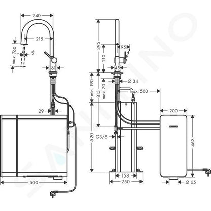 Комплект хромирани елементи Hansgrohe Aquittura Select M91 SodaSystem 210 sBox с 1 струя
